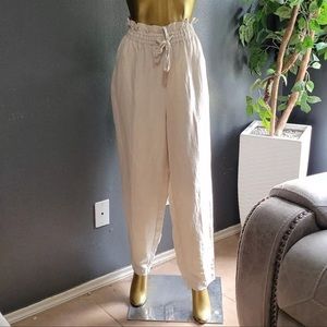 H&M Linen Blend Paper Bag Style Pants Size XL